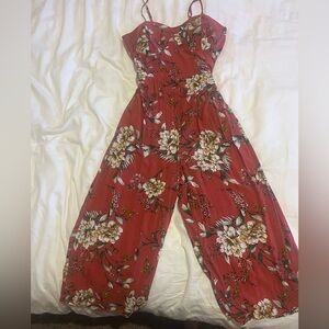 Spaghetti Strap Floral Crop Length Romper